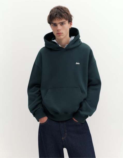 Pull&Bear Stwd boxy-fit huvtröja i grönt - view 1
