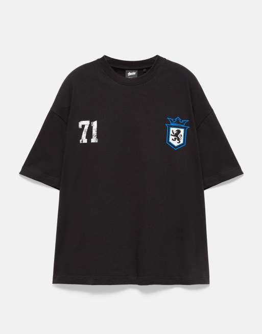 Pull&Bear Stwd boxy-fit lion graphic t-shirt in black, 6 of 7