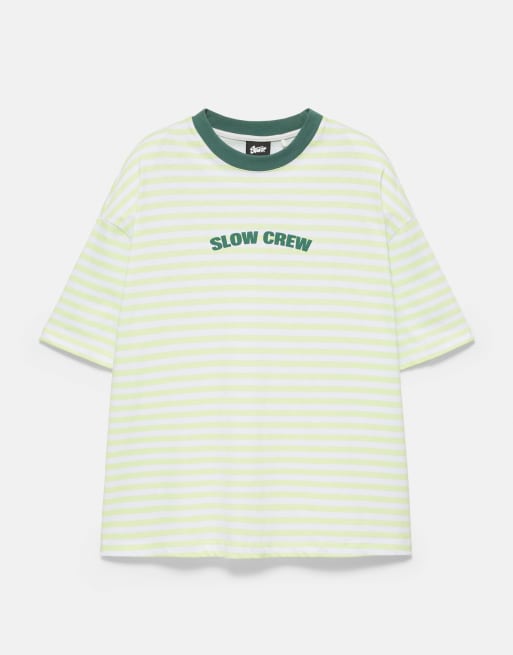 Pull&Bear Stwd boxy gestreept T-shirt in groen, 7 van 7