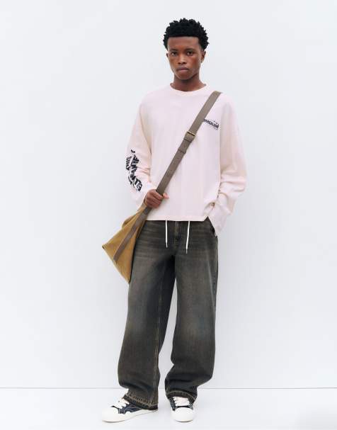 Pull&Bear Stwd boxy graphic T-shirt in roze - view 1