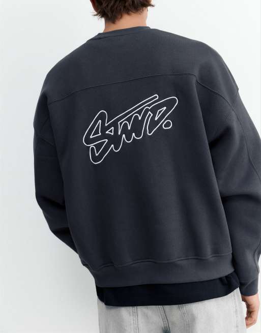 Pull&Bear Stwd boxy sweatshirt in grijs, 2 van 5