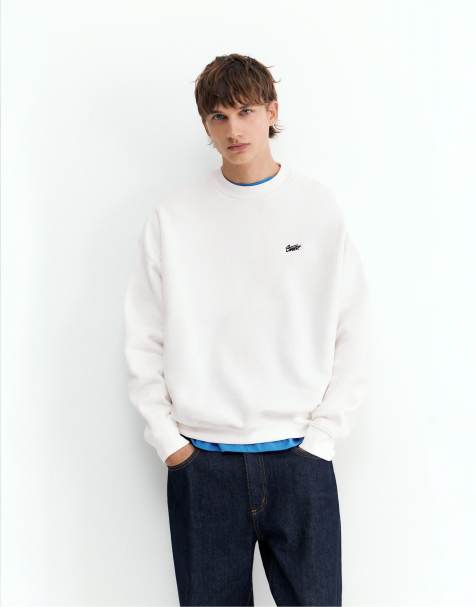 Pull&Bear Stwd boxy sweatshirt in off white - view 1