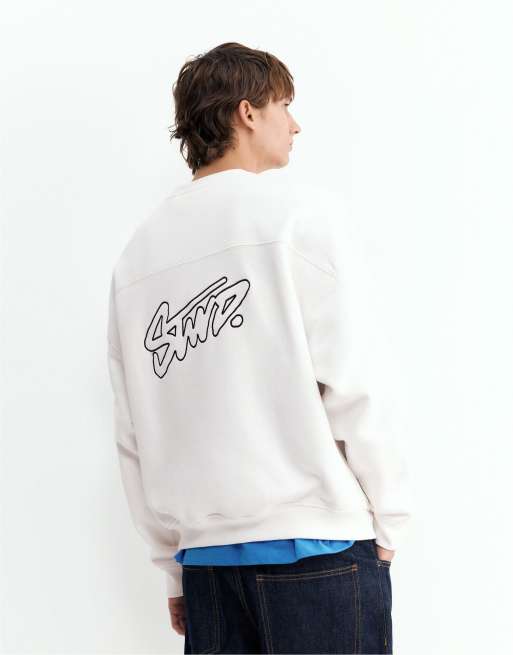 Pull&Bear Stwd boxy sweatshirt in off white, 5 of 7