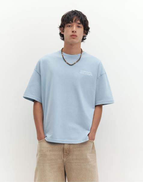 Pull&Bear Stwd boxy T-shirt i pastelblå - view 1