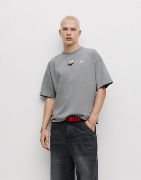 Pull&Bear Stwd boxy t-shirt in blue