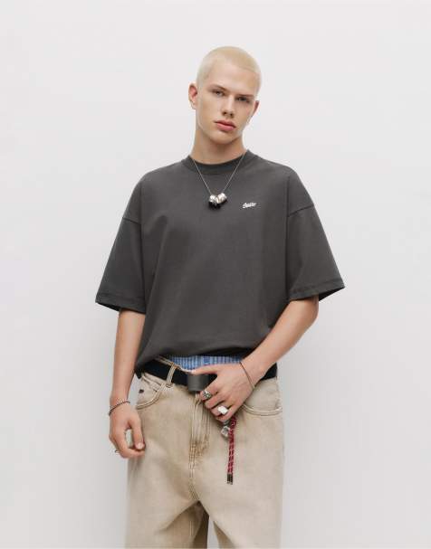 Pull&Bear Stwd boxy t-shirt in grey