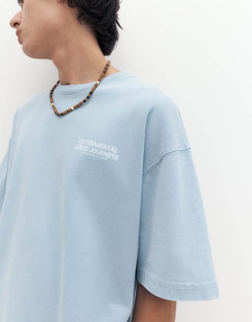 Pull&Bear Stwd boxy t-shirt in pastel blue, 3 of 7