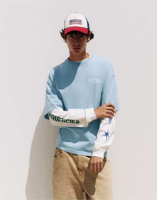 Pull&Bear Stwd boxy t-shirt in pastel blue, 7 of 7
