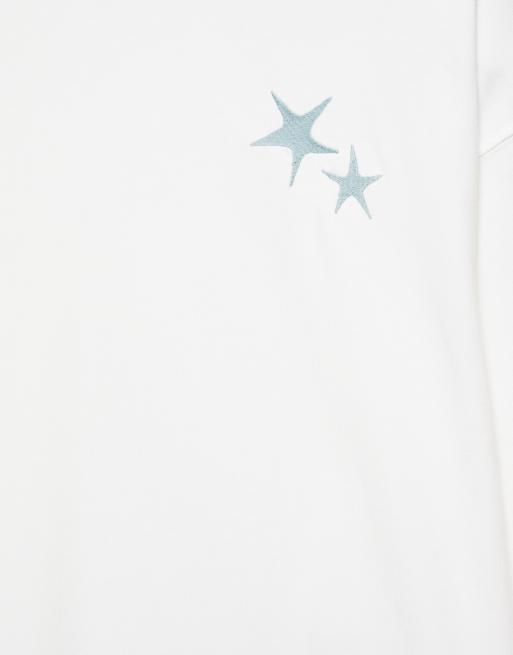 Pull&Bear Stwd Boxy-T-Shirt mit Stern in Wollweiß, 6 von 7