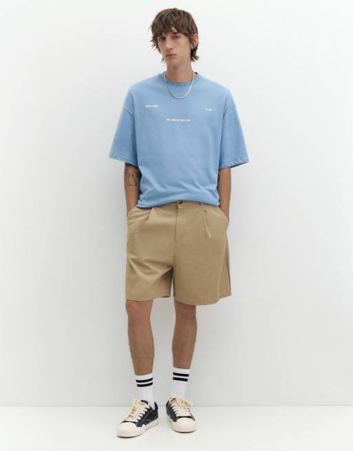 Pull&Bear Stwd boxy text T-shirt in lichtblauw, 4 van 7