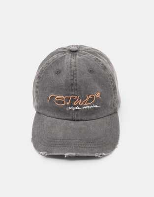 Pull & Bear - STWD - Casquette brodée sous licence - Gris