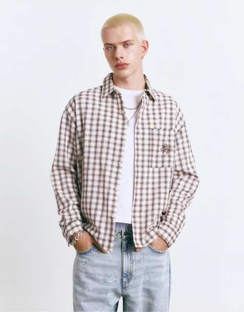 Pull&Bear - STWD - Chemise à carreaux écossais - Blanc cassé - view 1