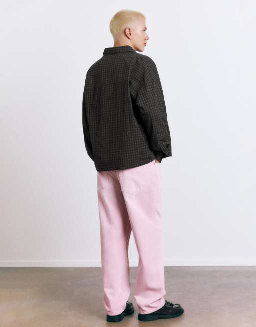 Pull&Bear - STWD - Chemise à carreaux écossais et broderie - Noir, 3 de 4