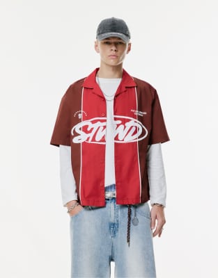 Pull & Bear - STWD - Chemise à empiècements - Rouge