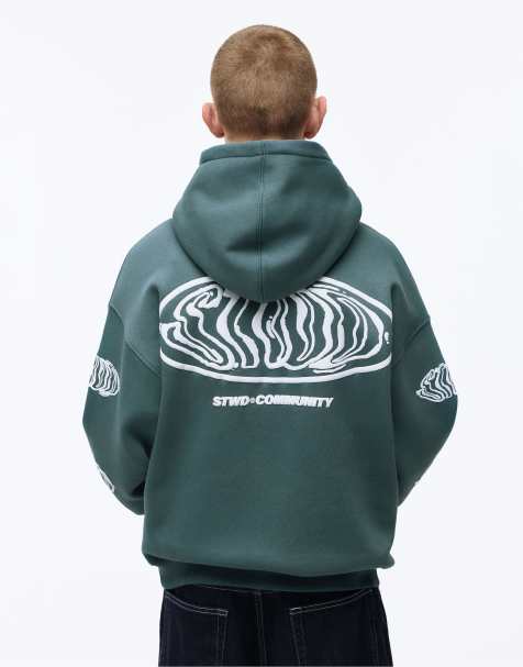 Pull&Bear Stwd community hoodie in green - view 1