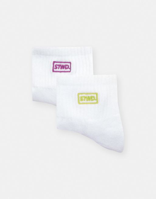 Pull&Bear - STWD - Confezione da 2 paia di calzini taglio basso bianchi