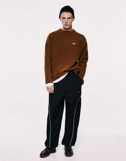 Pull&Bear Stwd embroidered jumper in brown, 4 of 6