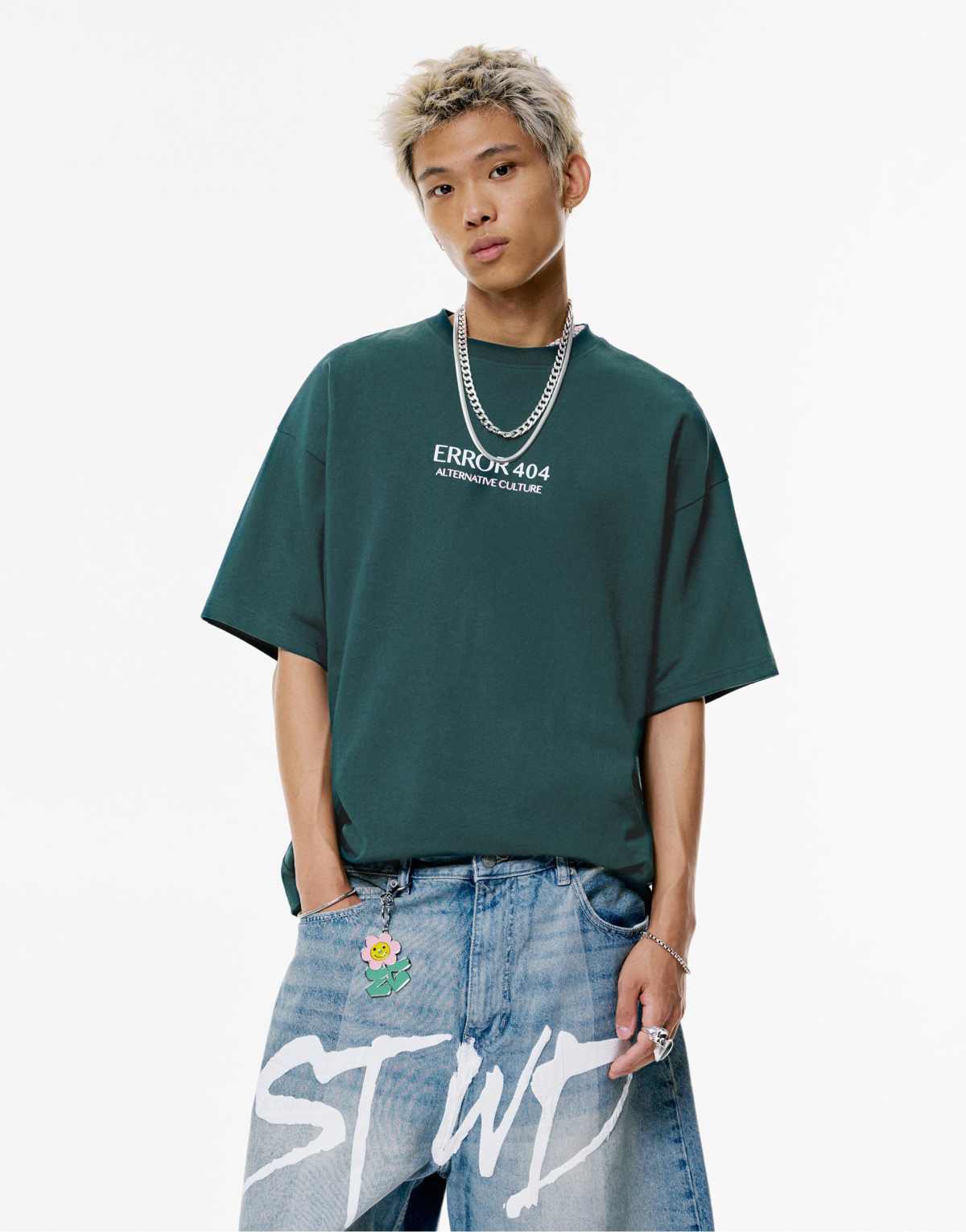 Pull&Bear Stwd error 404 t-shirt in green