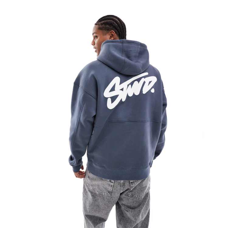 Pull&Bear STWD Felpa blu con cappuccio ASOS