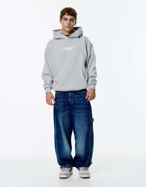 Vintage Felpe Reebok Corte Pull&Bear STWD Felpa Color Grigio