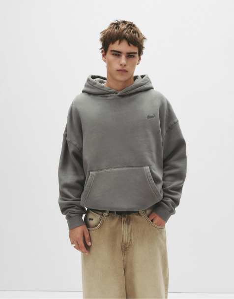 Pull&Bear - STWD - Felpa con cappuccio grigia con applicazione - view 1