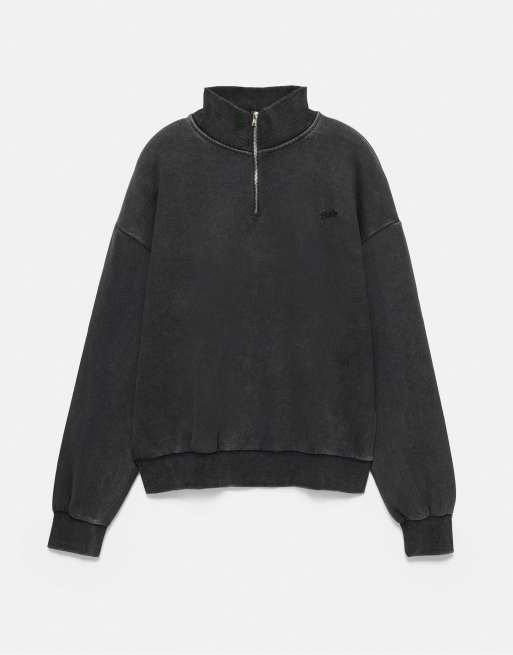 Pull&Bear Stwd felpa con zip corta nera, 6 di 7