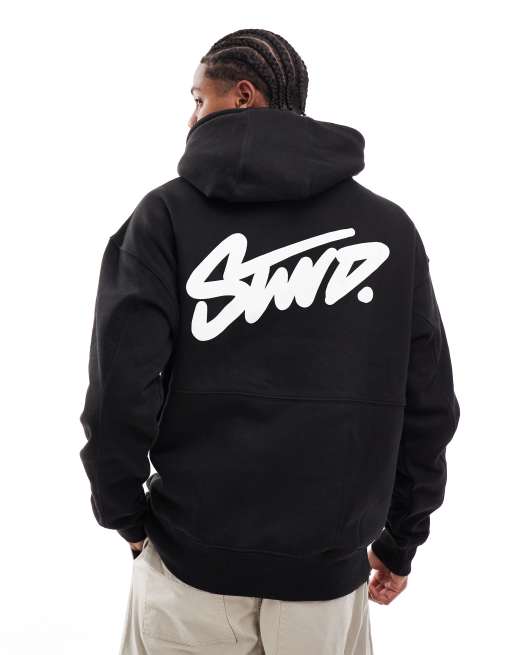 Pull&Bear STWD Felpa nera con cappuccio ASOS