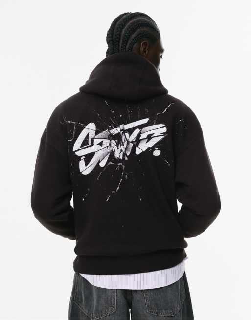 Pull&Bear STWD Felpa nera con cappuccio ASOS