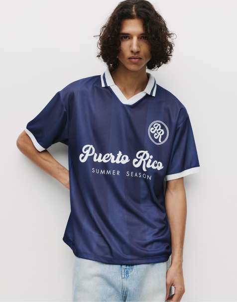 Pull&Bear Stwd football t-shirt in brown - view 1