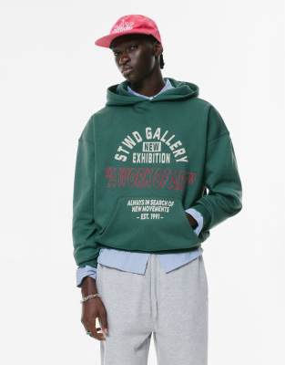 Sweat Pull&Bear Vert Femme Taille S – Manches Longues, Volants, Col Rond