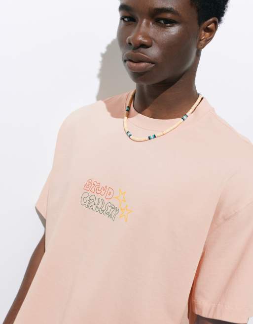 Pull&Bear Stwd gallery t-shirt in pink, 3 of 4