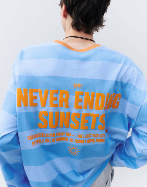 Pull&Bear Stwd gestreept boxy T-shirt in diepblauw, 3 van 7