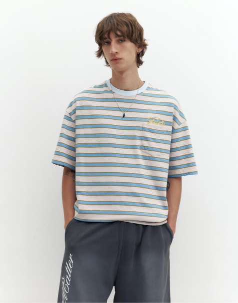 Pull&Bear - STWD - Gestreept T-shirt in wit - view 1
