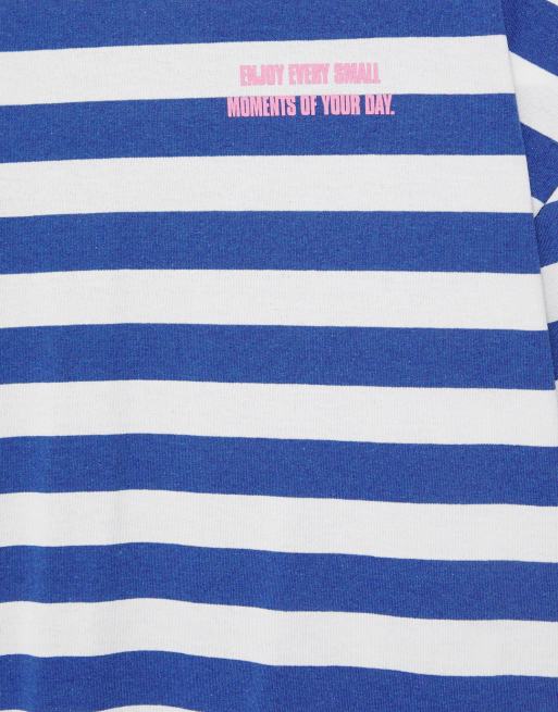 Pull&Bear Stwd gestreiftes T-Shirt in Marineblau, 6 von 7