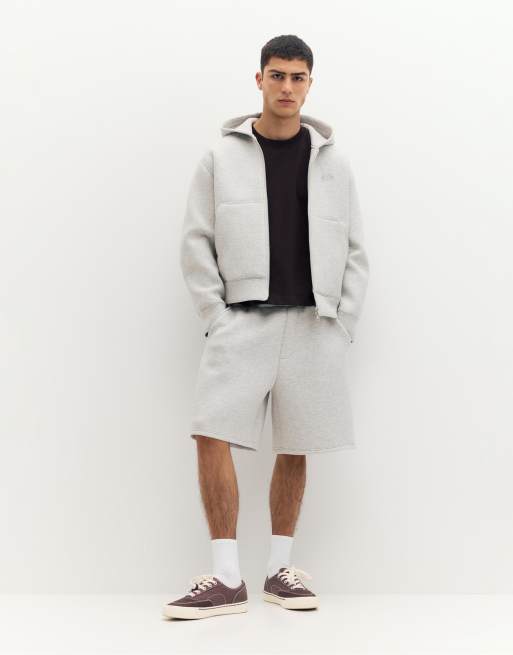 Pull&Bear – STWD – Grå huvtröja med dragkedja, 4 av 4
