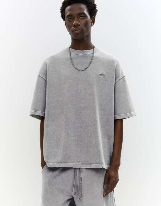 Pull&Bear – STWD – Grå sweatshirt med korta ärmar