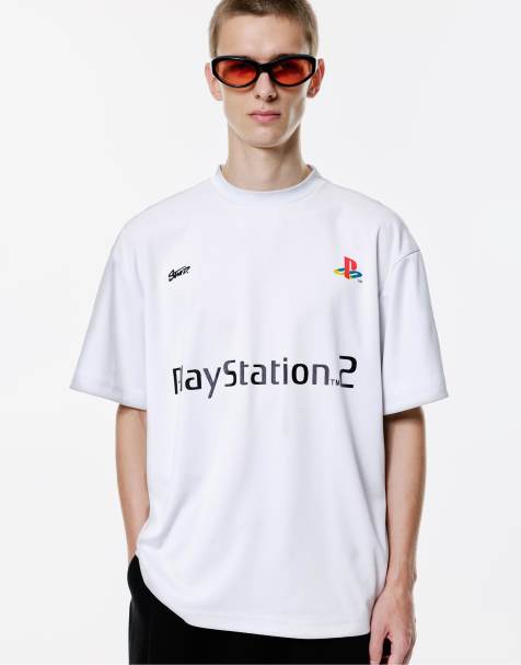 Pull&Bear – STWD – Grå t-shirt med "Technical playstation x STWD"-tryck - view 1
