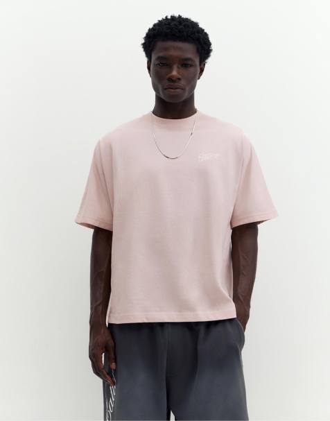 Pull&Bear Stwd graffiti-logo T-shirt i pink - view 1