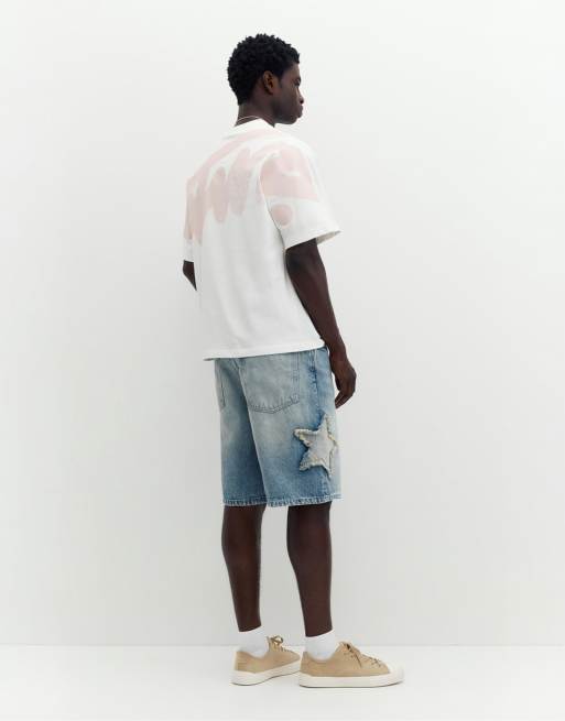 Pull&Bear Stwd graffiti logo t-shirt in off white, 2 of 4