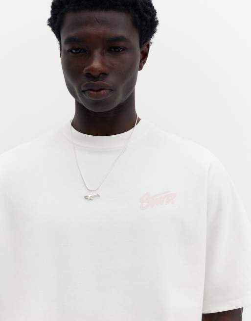 Pull&Bear Stwd graffiti logo t-shirt in off white, 3 of 4