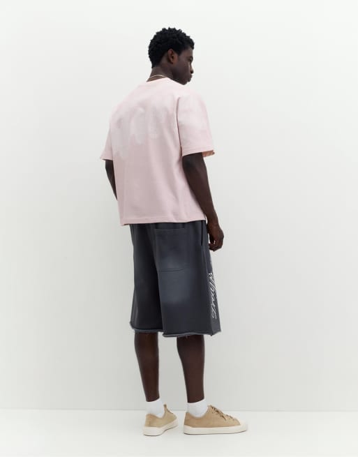 Pull&Bear Stwd graffiti logo t-shirt in pink, 2 of 4