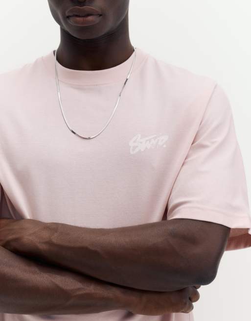 Pull&Bear Stwd graffiti logo t-shirt in pink, 3 of 4