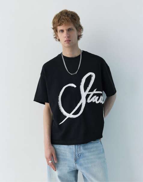 Pull&Bear Stwd graffiti t-shirt in black - view 1