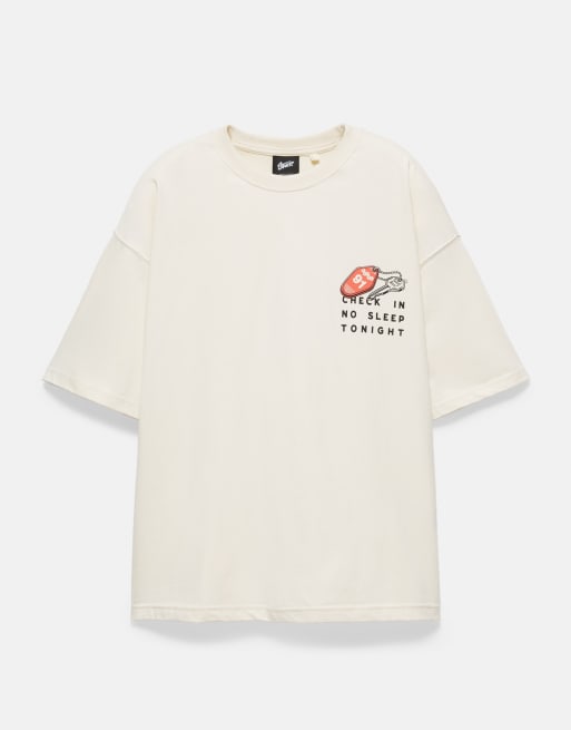 Pull&Bear Stwd Grafik-T-Shirt in Wollweiß, 6 von 7