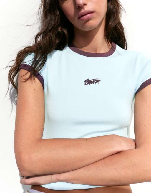 Pull&Bear Stwd grafisk T-shirt i lyseblå, 3 af 7