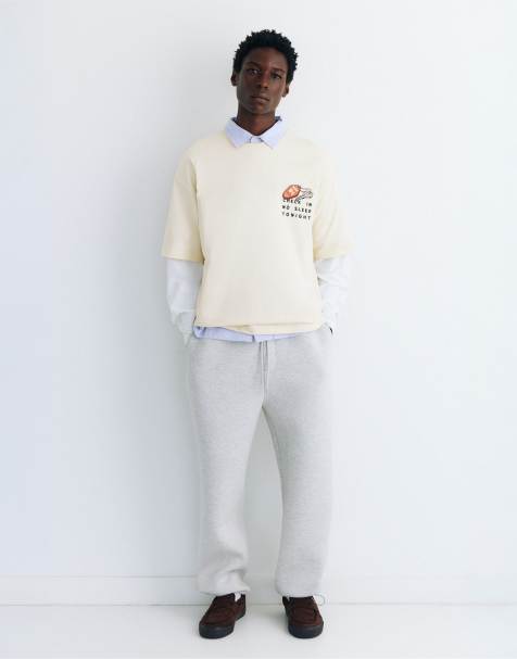 Pull&Bear Stwd grafisk T-shirt i råhvid - view 1