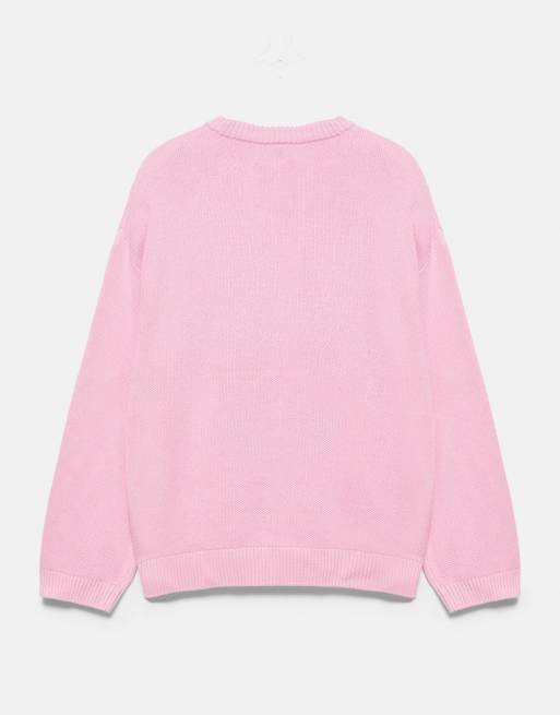 Pull&Bear Stwd grafisk tröja i rosapink, 5 av 5