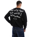 [Pull & Bear] Pull & Bear STWD graphic printed jumper in black M BLACK
