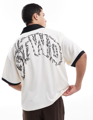 STWD graphic soccer polo in white