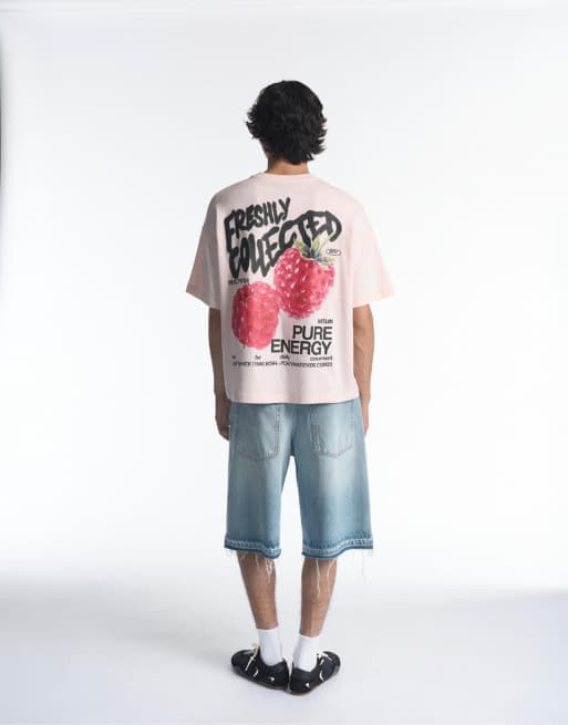 Pull&Bear Stwd graphic T-shirt in roze, 2 van 7